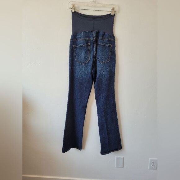 Old Navy Maternity Jeans Boot Cut Dark Wash Full Panel Flared Comfy High Waist 6 - Picture 4 of 7